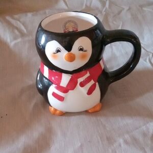 Penguin Mug with Red and White Scarf ,Christmas, winter,fun